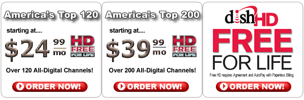 Dish Network deals, $24.99/mo for 120 all-digital channels HD Free For Life Free DVR Upgrade Free HBO-Showtime
